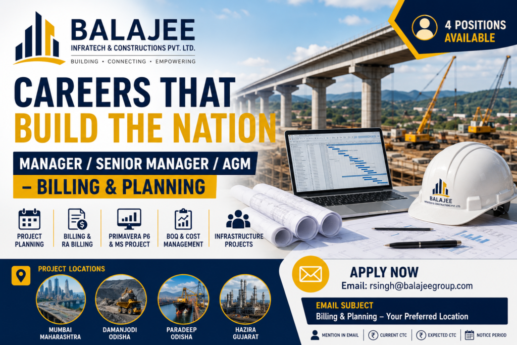 Balajee Infratech & Constructions Recruitment 2026